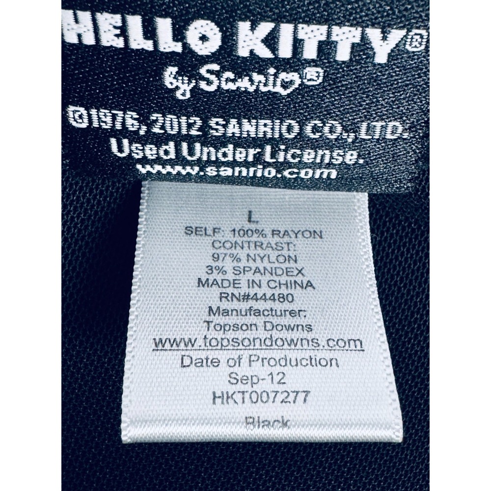 Hello‎ Kitty Sanrio Top Womens Large Black Gold Studded Collar Sheer Button Back - Picture 11 of 12